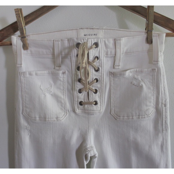 McGuire White Isabeli Mid Rise Lace Up Skinny Jeans 27 4 - Picture 4 of 10